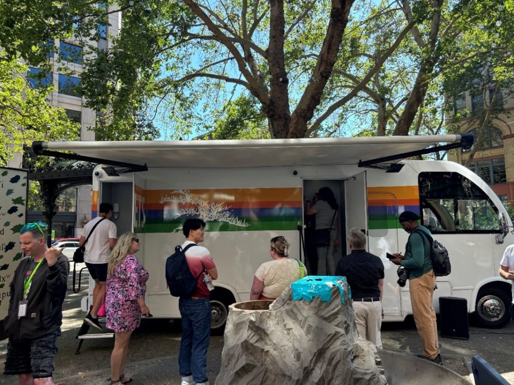 The vehicle features two dosing windows for patients